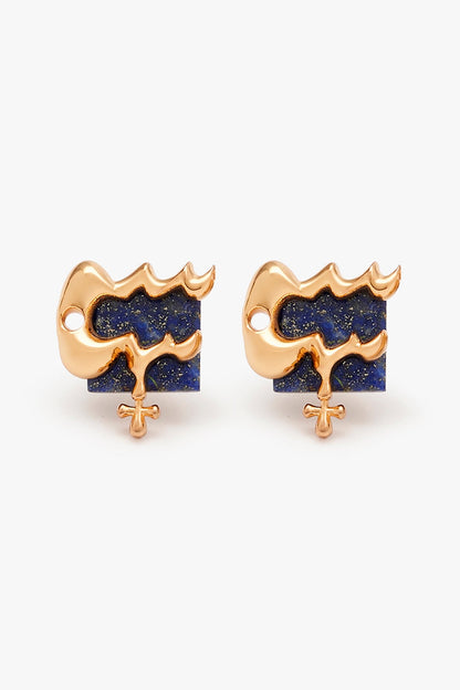 Gold Plated Handcrafted Zodiac Stud Earrings