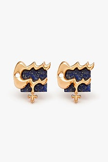 Gold Plated Handcrafted Zodiac Stud Earrings