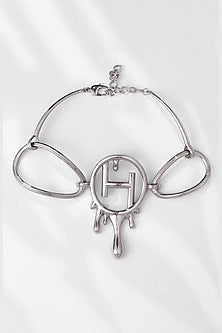 White Rhodium Plated Link Choker Necklace