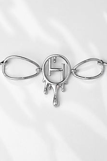 White Rhodium Plated Link Choker Necklace