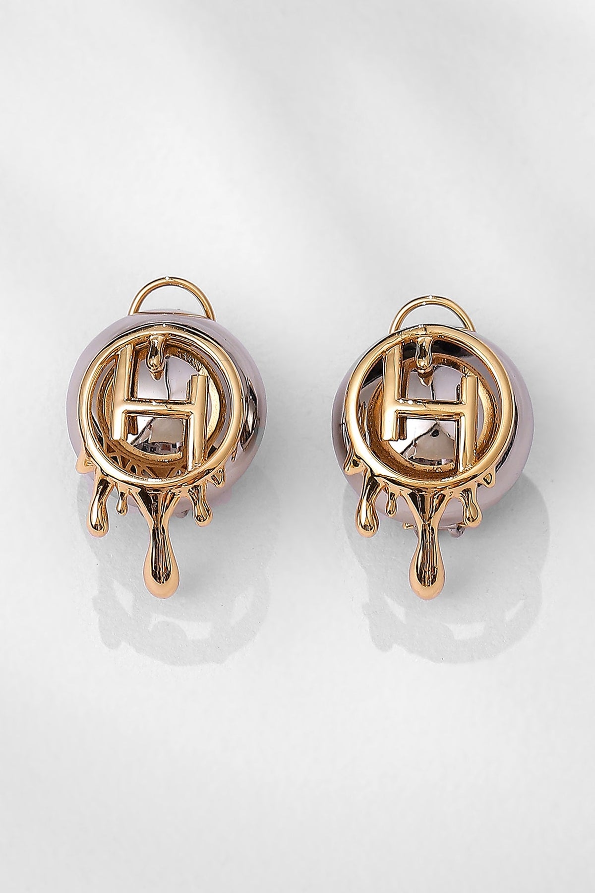 Two Tone Plated Midi Stud Earrings