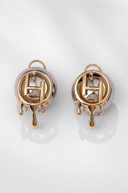 Two Tone Plated Midi Stud Earrings