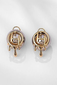 Two Tone Plated Midi Stud Earrings