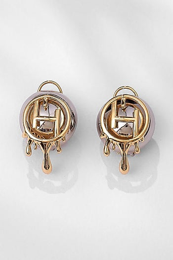 Two Tone Plated Midi Stud Earrings