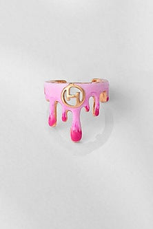 Gold Plated Pink Enamelled Midi Ring