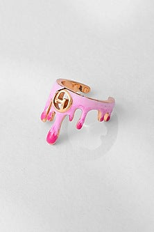 Gold Plated Pink Enamelled Midi Ring