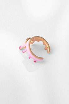 Gold Plated Pink Enamelled Midi Ring