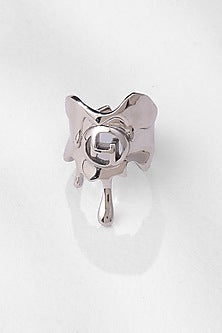 White Rhodium Plated Molten Ring