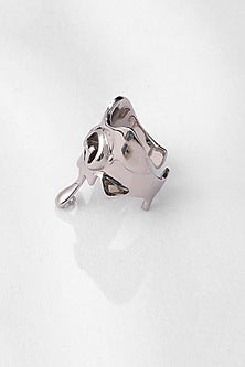 White Rhodium Plated Molten Ring