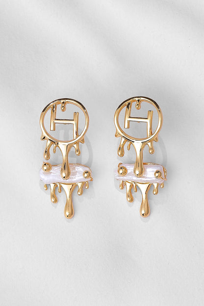 Gold Plated Pearl River Rose Stud Earrings