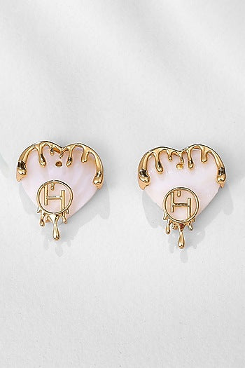 Gold Plated Heart Shell Earrings