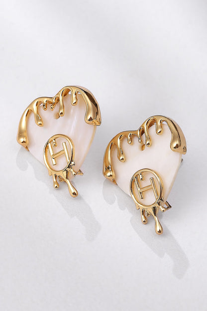 Gold Plated Heart Shell Earrings