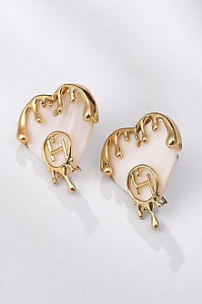 Gold Plated Heart Shell Earrings