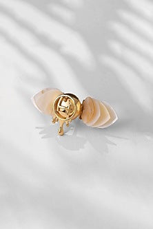 Gold Plated Pearl Heart Shell Ring