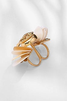 Gold Plated Pearl Heart Shell Ring