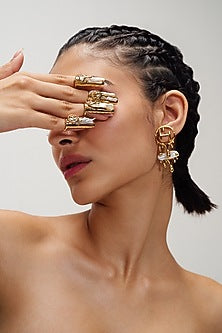 Gold Plated Keshi Pearl Fingertip Rings (Set of 2)