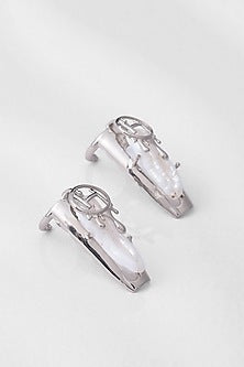 White Plated Keshi Pearl Fingertip Rings (Set of 2)