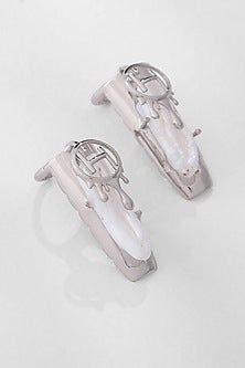 White Plated Keshi Pearl Fingertip Rings (Set of 2)