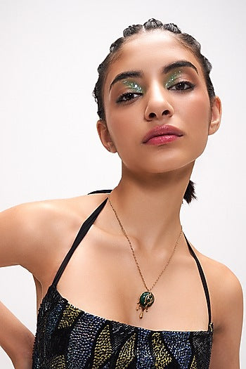 Gold Plated Semi-Precious Malachite Necklace