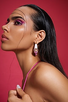 Gold Plated Pink Enamelled Hoop Earrings