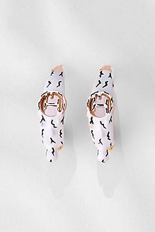 Gold Plated White Enamelled Hoop Earrings