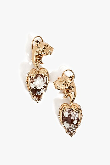 Rose Gold Plated Cubic Zirconia Heart-Shaped Dangler Earrings