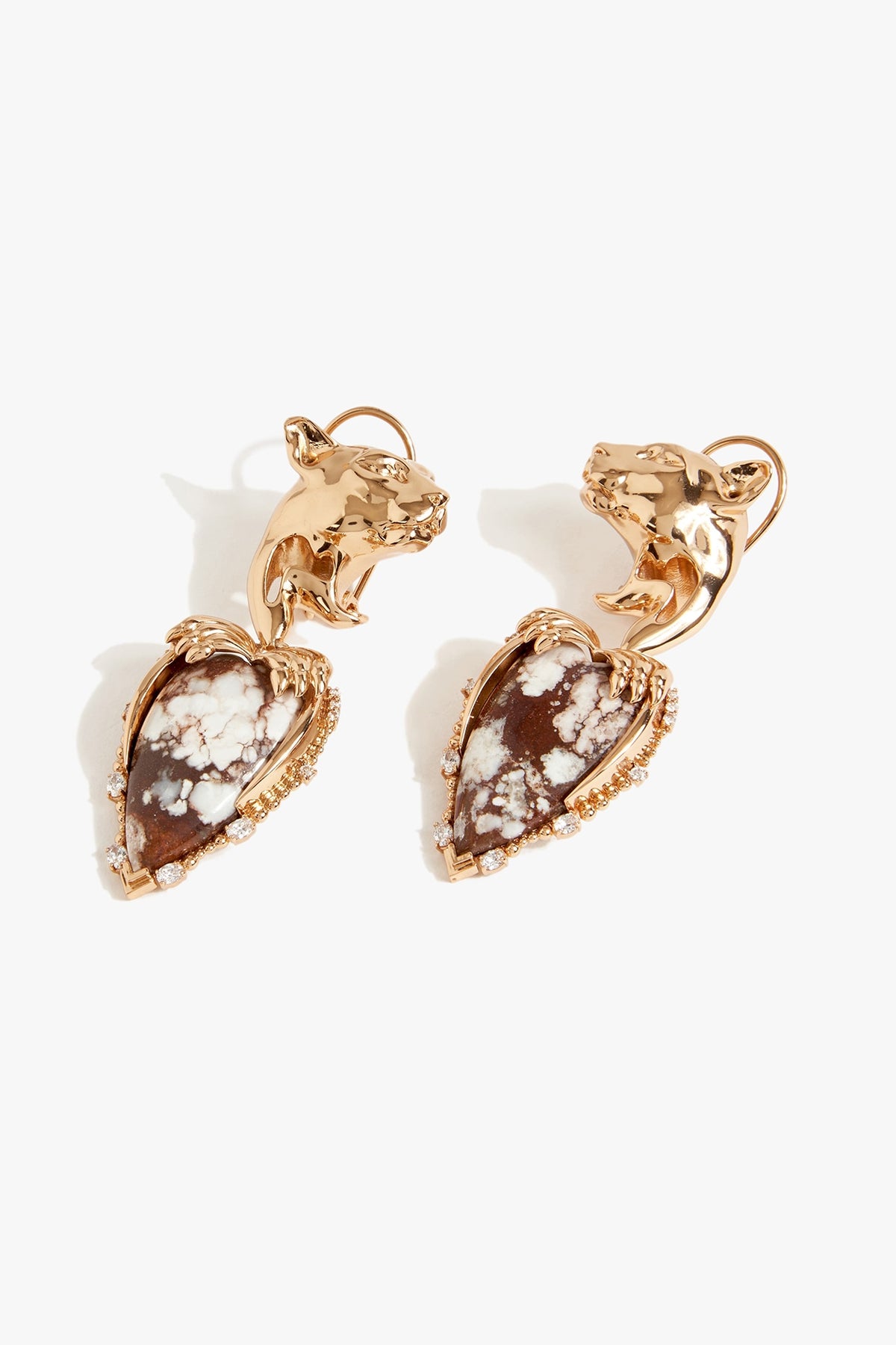 Rose Gold Plated Cubic Zirconia Heart-Shaped Dangler Earrings