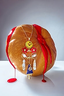 Gold Plated Keshi pearls & Lapis Lazuli Stone Pendant Necklace