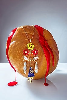 Gold Plated Keshi pearls & Lapis Lazuli Stone Pendant Necklace