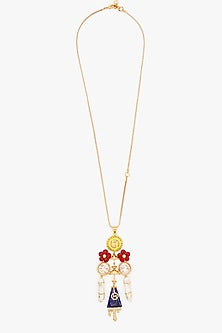 Gold Plated Keshi pearls & Lapis Lazuli Stone Pendant Necklace