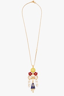 Gold Plated Keshi pearls & Lapis Lazuli Stone Pendant Necklace