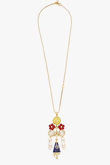 Gold Plated Keshi pearls & Lapis Lazuli Stone Pendant Necklace