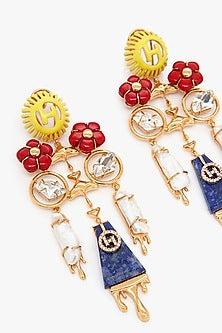 Rose Gold Plated Keshi Pearl & Lapis Lazuli Dangler Earrings