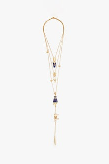 Rose Gold Plated Keshi Pearl & Lapis Lazuli Long Necklace