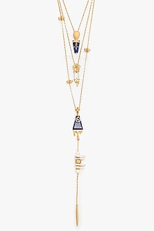 Rose Gold Plated Keshi Pearl & Lapis Lazuli Long Necklace