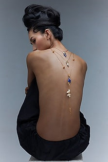 Rose Gold Plated Keshi Pearl & Lapis Lazuli Long Necklace