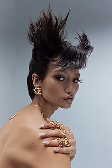 Gold Plated Shroom Motif Hoop Earrings