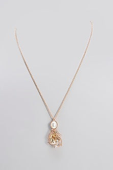 Rose Gold Plated Pearls & Zircon Pendant