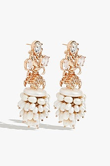 Rose Gold Plated Swarovski Zirconia & Pearl Dangler Earrings