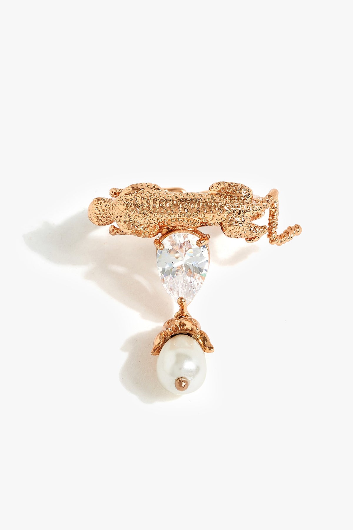 Rose Gold Plated Pearl & Cubic Zirconia Ring