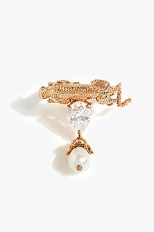 Rose Gold Plated Pearl & Cubic Zirconia Ring