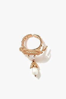 Rose Gold Plated Pearl & Cubic Zirconia Ring