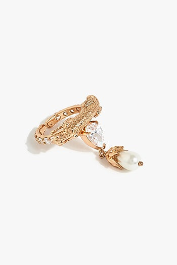Rose Gold Plated Pearl & Cubic Zirconia Ring