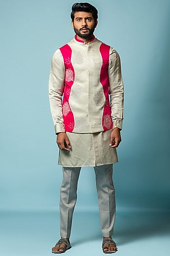 Stringking Grey Embroidered Bundi Jacket