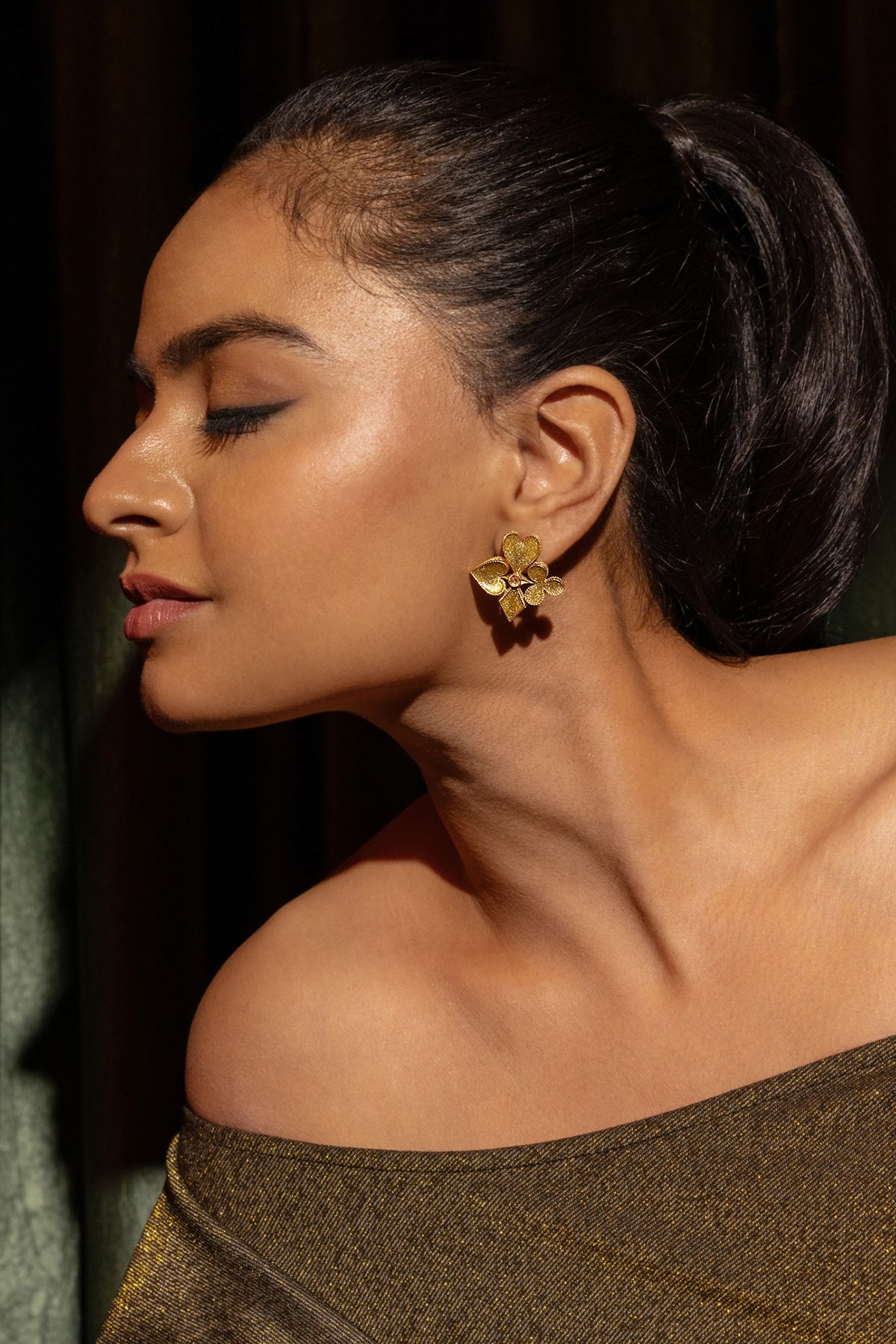 Gold Finish Stud Earrings