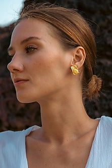 Gold Plated Mismatched Stud Earrings