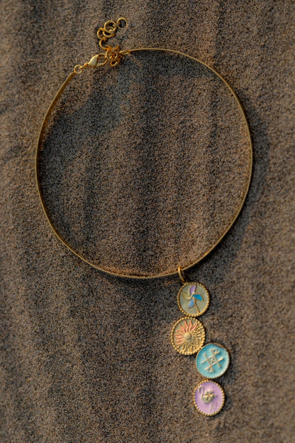 Gold Plated Charm Choker Necklace
