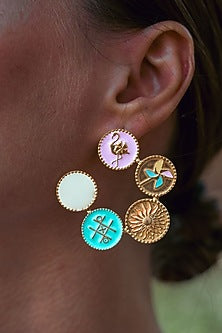 Gold Plated Charm Hoop Earrings