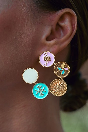 Gold Plated Charm Hoop Earrings