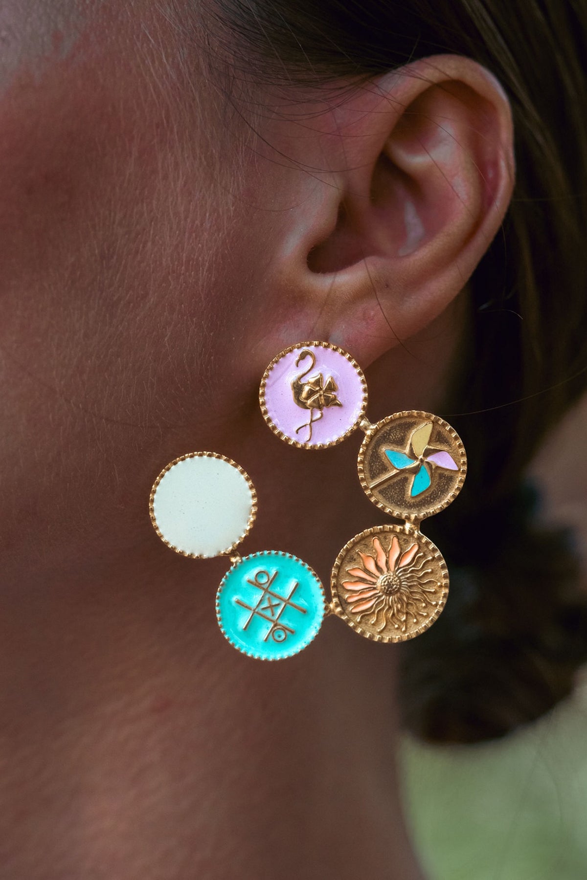 Gold Plated Charm Hoop Earrings
